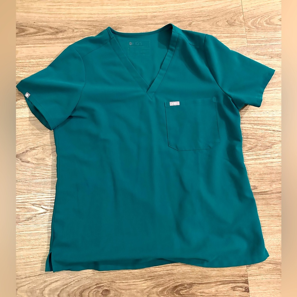 Figs Teal V-Neck Scrub Top